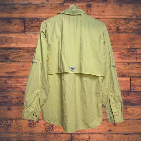 Columbia Pale Yellow Outdoors Shirt Men’s L Button Front - Picture 2 of 7